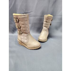 Rachael Shoes Girls Toddler Tan Wedge Quilted Boots Zipper Size 8M